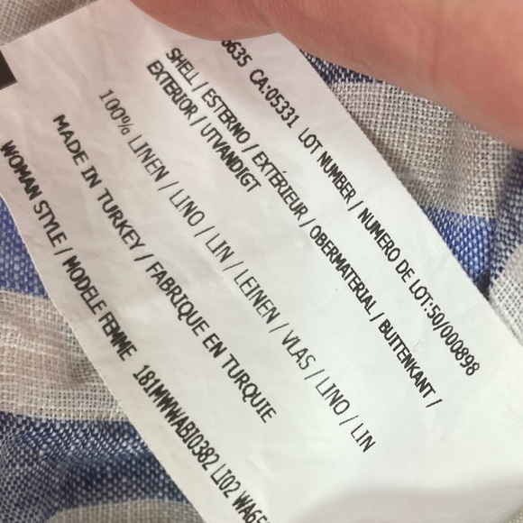 Woolrich Linen Maxi Summer Dress Belt Size Small Blue White Striped - Picture 8 of 9